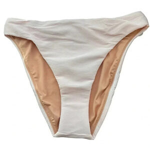 NWT J.Crew Blush Pink Textured Rib High Rise Cheeky Bikini Bottom Size Medium